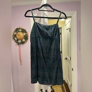 Dark blue and green plaid mini dress. Size medium!